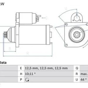 Premium Rozrusznik 12V BOSCH 0986020250 02Z911023F
