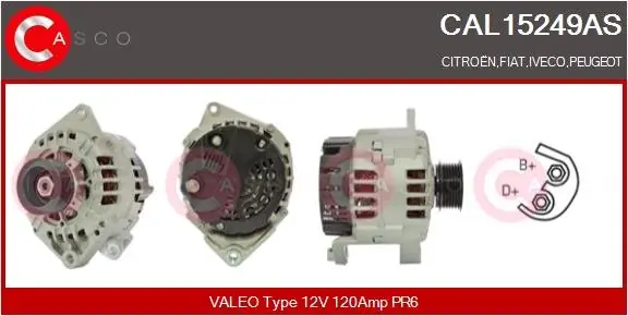 ALTERNATOR 12V 120A CASCO CAL15249AS Popularny