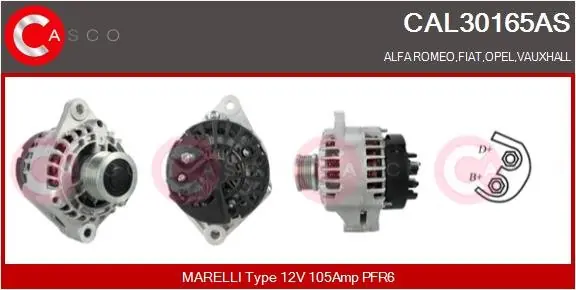Bestseller ALTERNATOR 12V 105A CASCO CAL30165AS